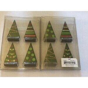 2 DII Design Imports Mini Christmas Trees Flat Metal Glossy Enamel 4 Pack